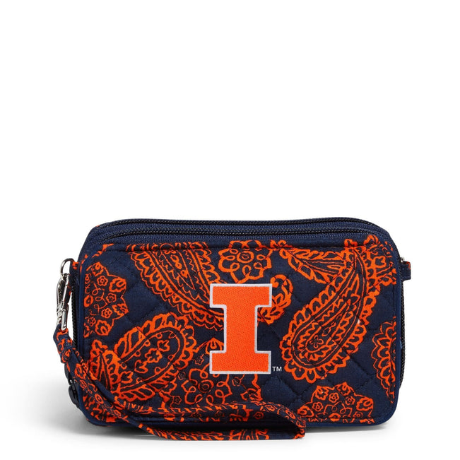 Collegiate RFID All in One Crossbody Bag-Navy/Orange Bandana with University of Illinois Logo-Image 1-Vera Bradley