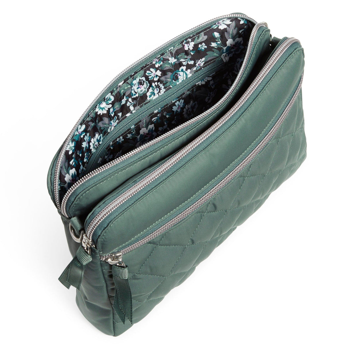 Triple Compartment Crossbody Bag Performance Twill Olive Leaf Vera