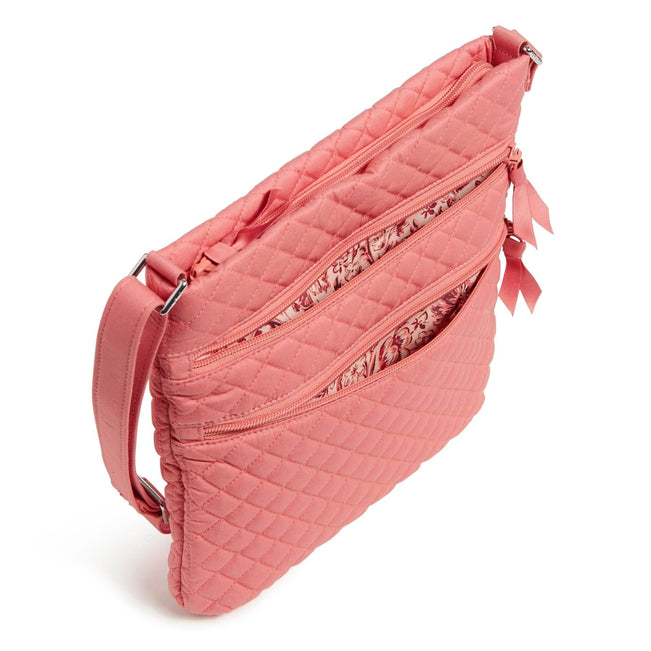 Triple Zip Hipster Crossbody Bag Recycled Cotton Terra Cotta Rose