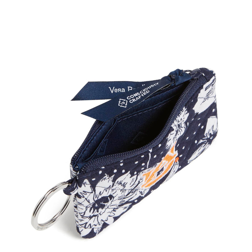 Collegiate Zip ID Lanyard-Navy/White Rain Garden with Auburn University Logo-Image 2-Vera Bradley