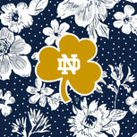Collegiate Zip ID Lanyard-Navy/White Rain Garden with University of Notre Dame Logo-Image 4-Vera Bradley