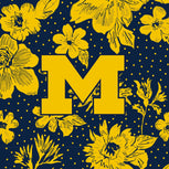 Collegiate Zip ID Lanyard-Navy/Gold Rain Garden with University of Michigan Logo-Image 4-Vera Bradley