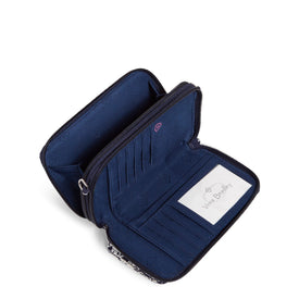 Collegiate RFID All in One Crossbody Bag-Navy/White Rain Garden with Penn State University Logo-Image 3-Vera Bradley