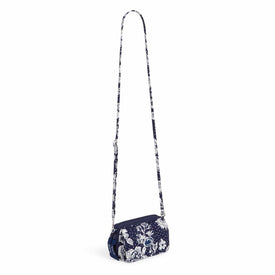 Collegiate RFID All in One Crossbody Bag-Navy/White Rain Garden with Penn State University Logo-Image 2-Vera Bradley