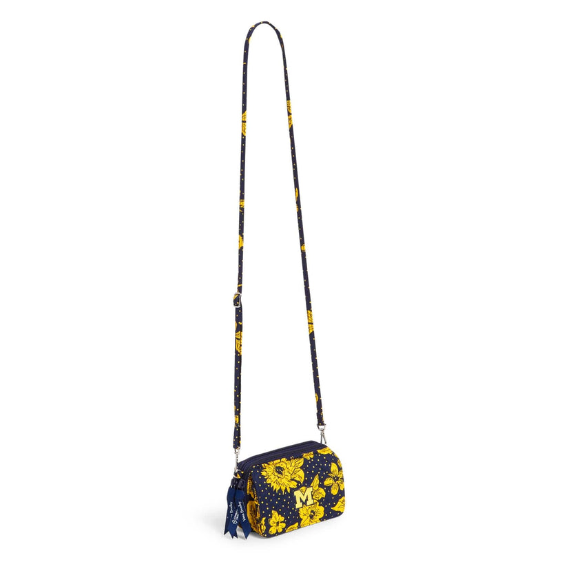 Collegiate RFID All in One Crossbody Bag-Navy/Gold Rain Garden with University of Michigan Logo-Image 2-Vera Bradley