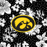 Collegiate Vera Tote Bag-Black/White Rain Garden with University of Iowa Logo-Image 4-Vera Bradley