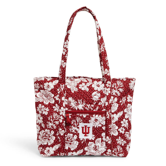 Collegiate Vera Tote Bag-Cardinal/White Rain Garden with Indiana University Logo-Image 1-Vera Bradley