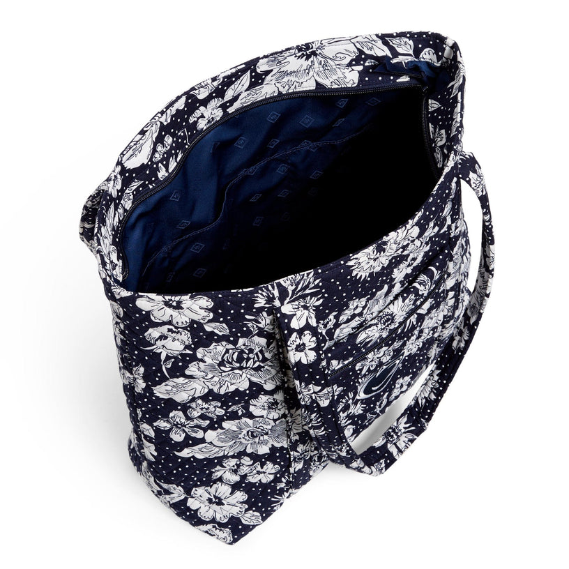Collegiate Vera Tote Bag-Navy/White Rain Garden with Penn State University Logo-Image 3-Vera Bradley