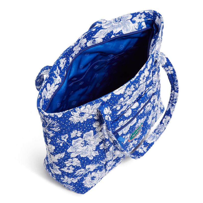 Collegiate Vera Tote Bag-Royal/White Rain Garden with University of Florida Logo-Image 3-Vera Bradley