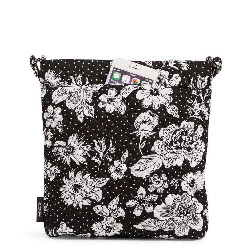 Collegiate Triple Zip Hipster Crossbody Bag-Black/White Rain Garden with Purdue University Logo-Image 2-Vera Bradley