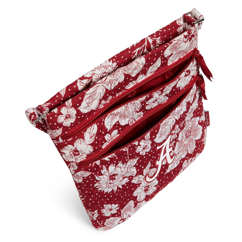 Collegiate Triple Zip Hipster Crossbody Bag-Cardinal/White Rain Garden with The University of Alabama Logo-Image 5-Vera Bradley