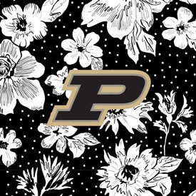 Collegiate Plush XL Throw Blanket-Black/White Rain Garden with Purdue University Logo-Image 3-Vera Bradley