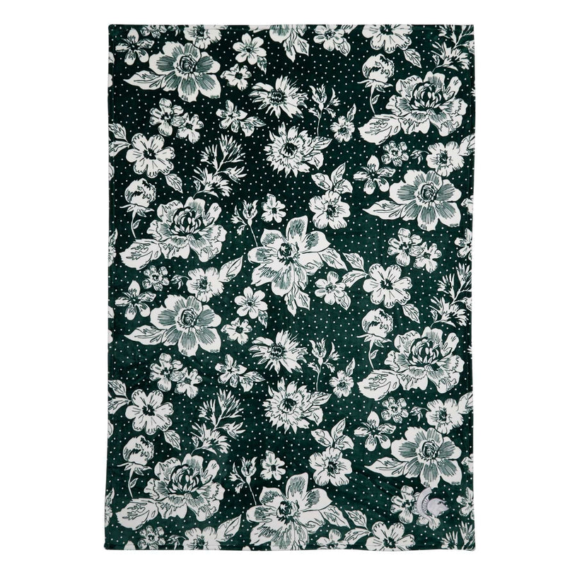 Collegiate Plush XL Throw Blanket-Dark Green/White Rain Garden with Michigan State University Logo-Image 2-Vera Bradley
