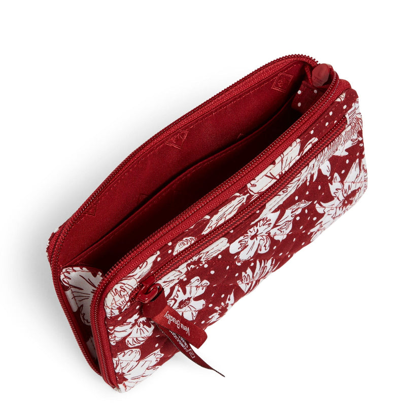 Collegiate RFID Front Zip Wristlet-Cardinal/White Rain Garden with The University of Alabama Logo-Image 3-Vera Bradley