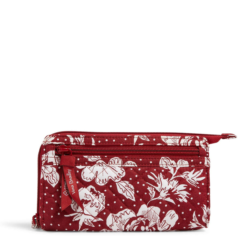 Collegiate RFID Front Zip Wristlet-Cardinal/White Rain Garden with The University of Alabama Logo-Image 2-Vera Bradley