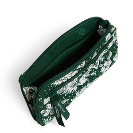Collegiate RFID Front Zip Wristlet-Dark Green/White Rain Garden with Michigan State University Logo-Image 3-Vera Bradley