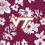Collegiate RFID Front Zip Wristlet-Maroon/White Rain Garden with Virginia Tech Logo-Image 3-Vera Bradley