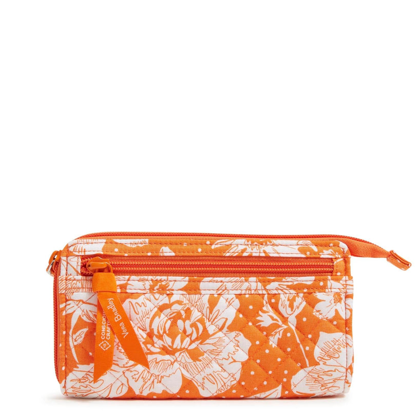 Collegiate RFID Front Zip Wristlet-Orange/White Rain Garden with University of Tennessee Logo-Image 2-Vera Bradley