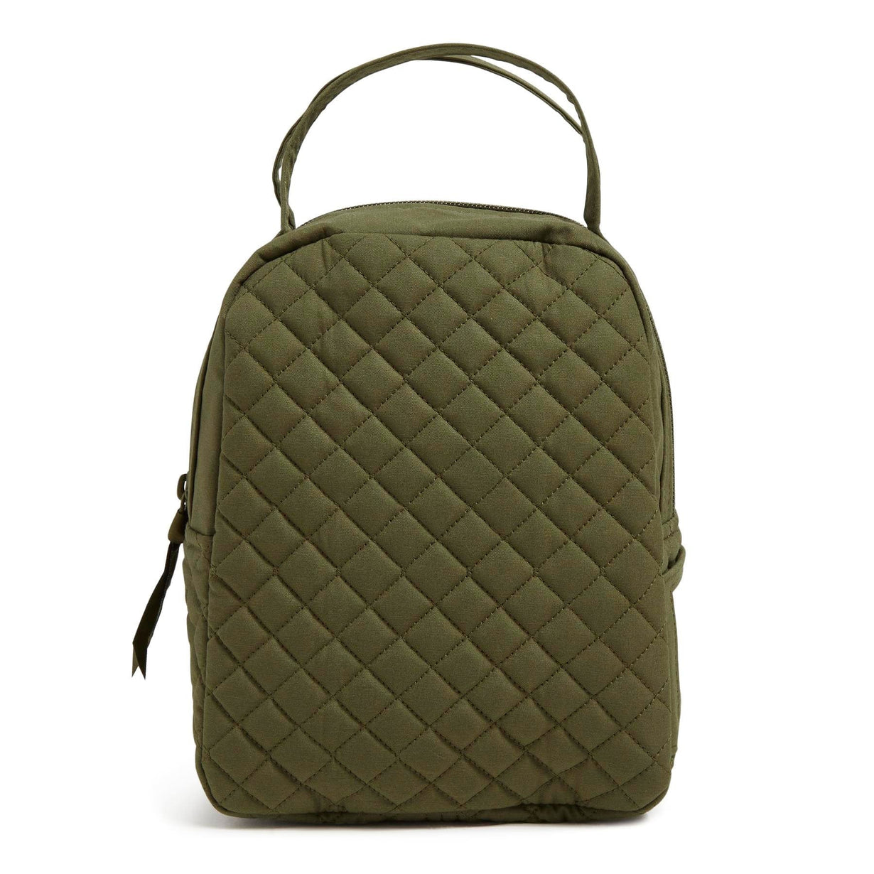 Lunch bag in green quilted cotton fabric