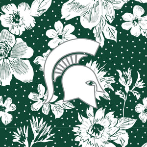 Tervis 24oz Wide Mouth Bottle-Dk Green/White Rain Garden with Michigan State University-Image 2-Vera Bradley