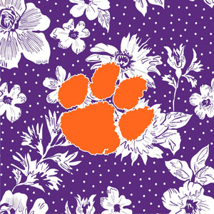 Tervis 24oz Wide Mouth Bottle-Purple /White Rain Garden with Clemson University-Image 2-Vera Bradley