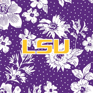 Tervis 24oz Wide Mouth Bottle-Purple/White Rain Garden with Louisiana State University-Image 2-Vera Bradley