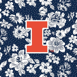 Tervis 24oz Wide Mouth Bottle-Navy/Orange Rain Garden with University of Illinois-Image 2-Vera Bradley